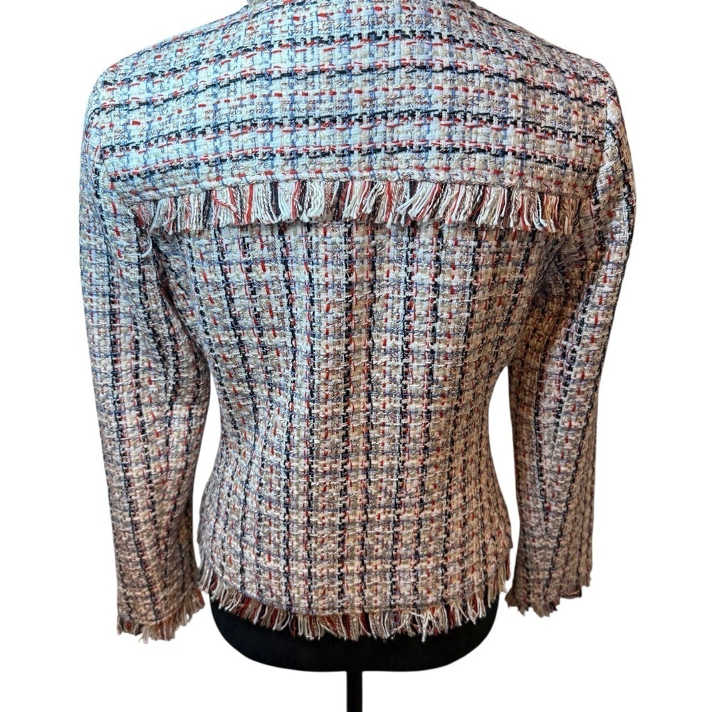 Halogen | Tweed Fringe Blazer in Ivory Multicolor | Sz SP - Picture 5 of 9